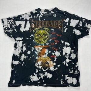 Metallica Skull Graphic T-Shirt Black Tie Dye‎ Distressed XXL Bravado Retro